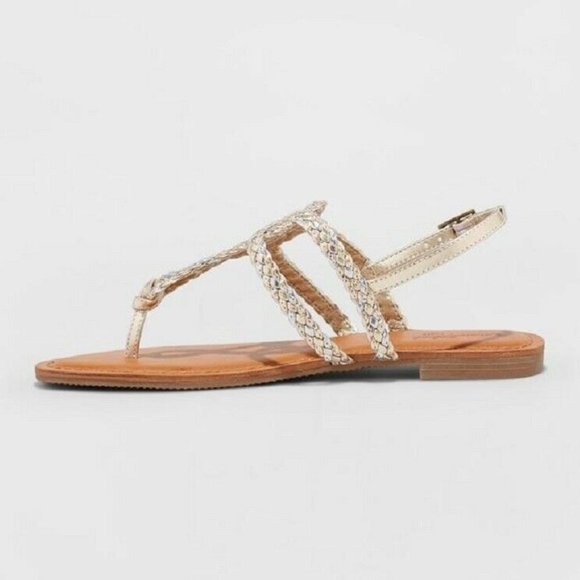 Universal Threads Shoes - Gold Silver Jana Braided Thong  Sandals Size 8.5